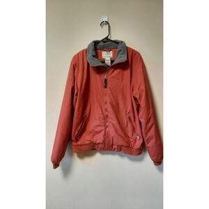 LL Bean Men's Orange Fleece Lined Warm Up Bomber Jacket